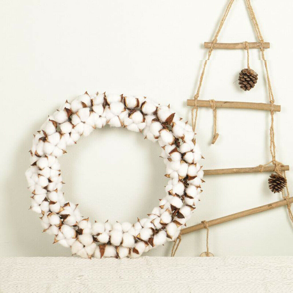 Hanging Cotton Wreath Garland Door Farmhouse Wall Party Decor Photo Prop