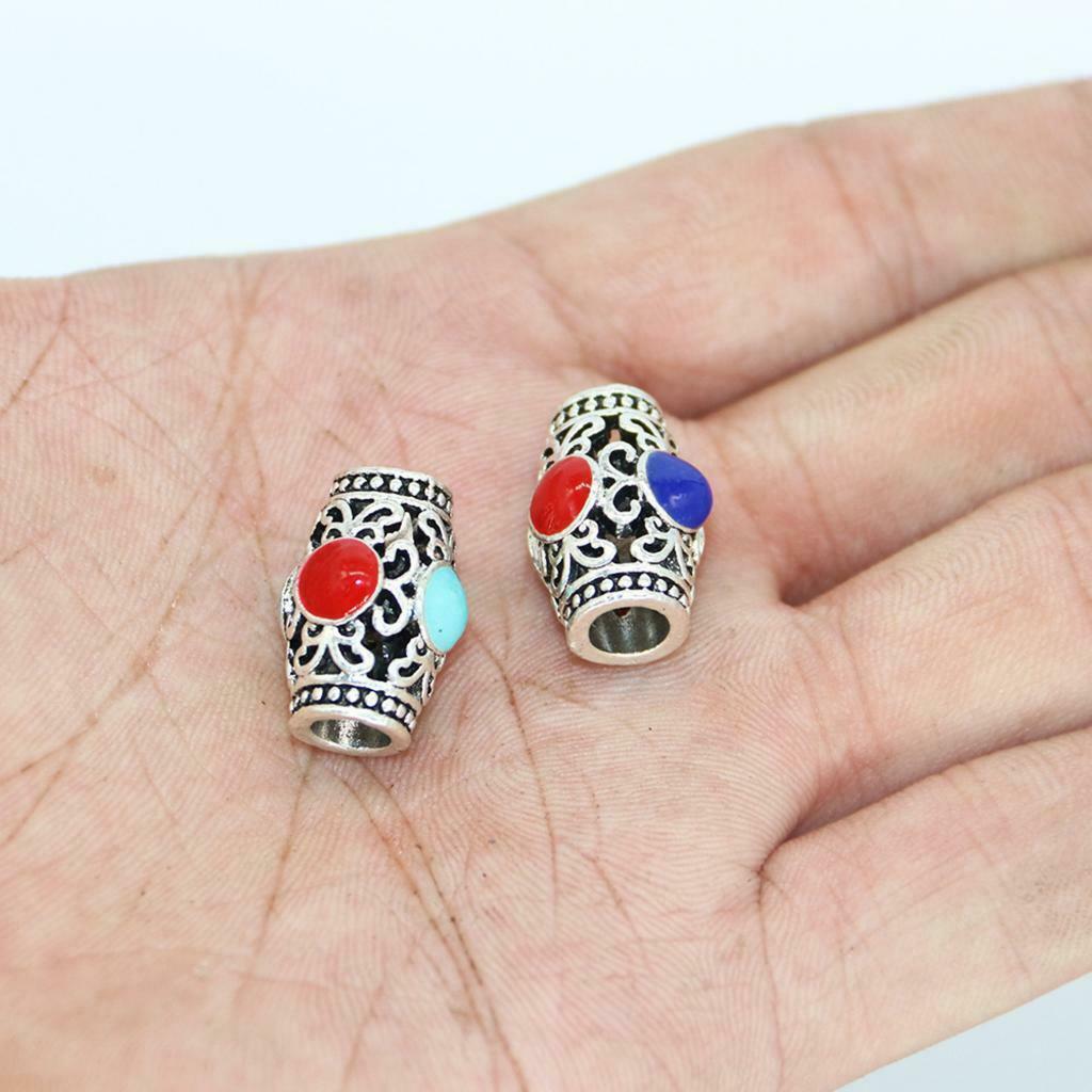 10pack Retro Metal Dreadlock Beads Ring Pendants Wig Decoration Hair Jewelry