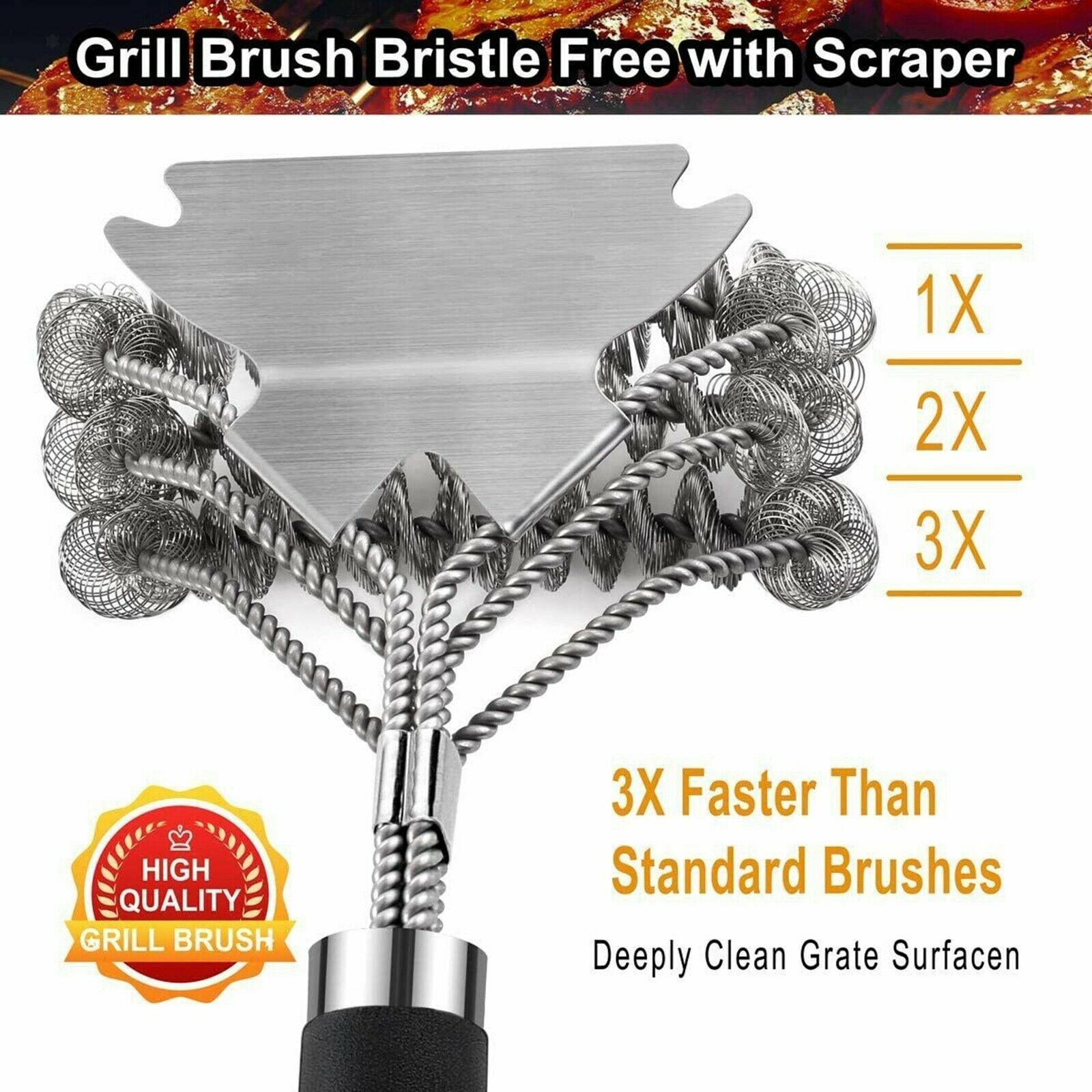 Remover Barbecue Grill Brush Stainless Steel Heat Resistance BBQ Gas Charcoal