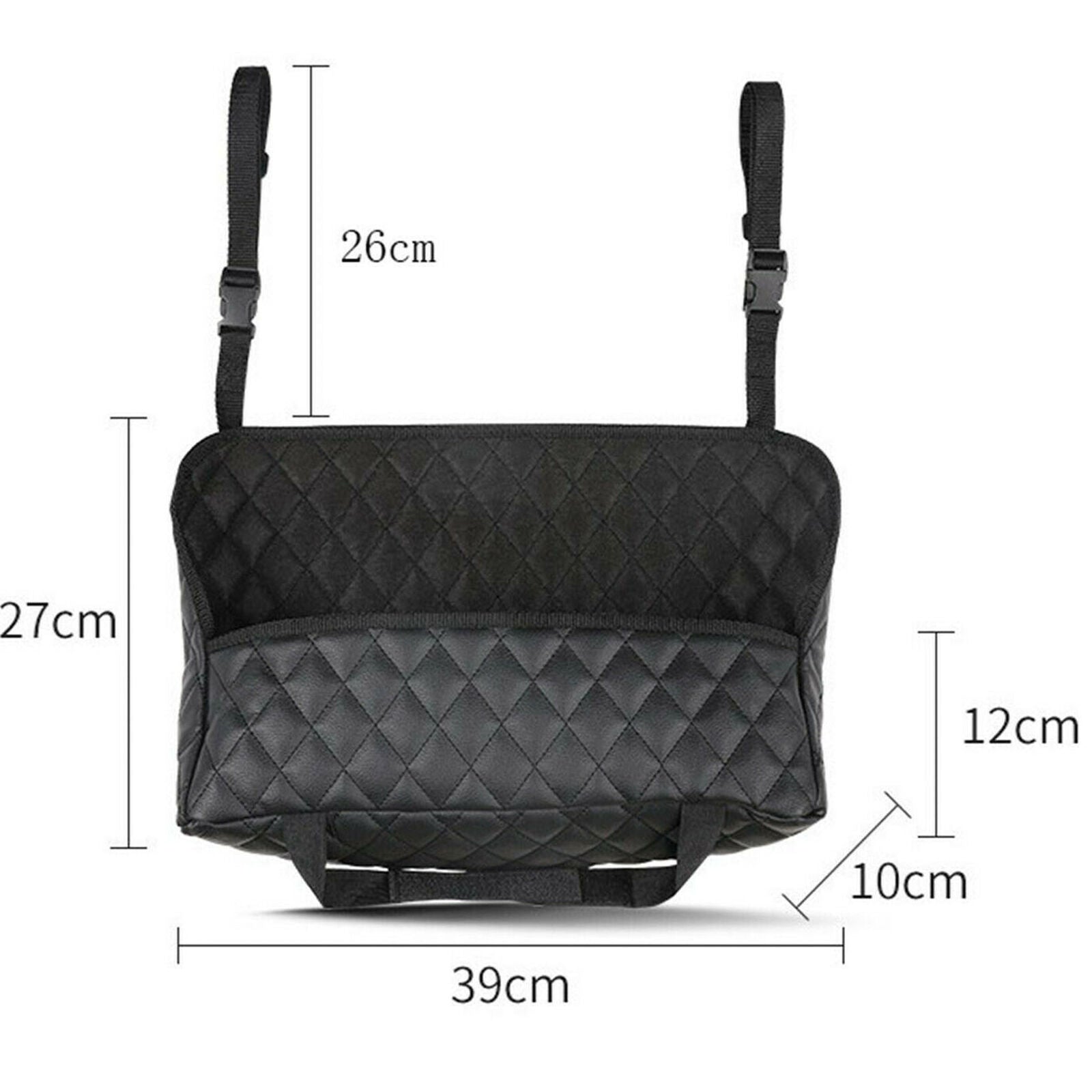Advanced Car Net Pocket Handbag Holder PU Leather Between Car Seat Storage Black