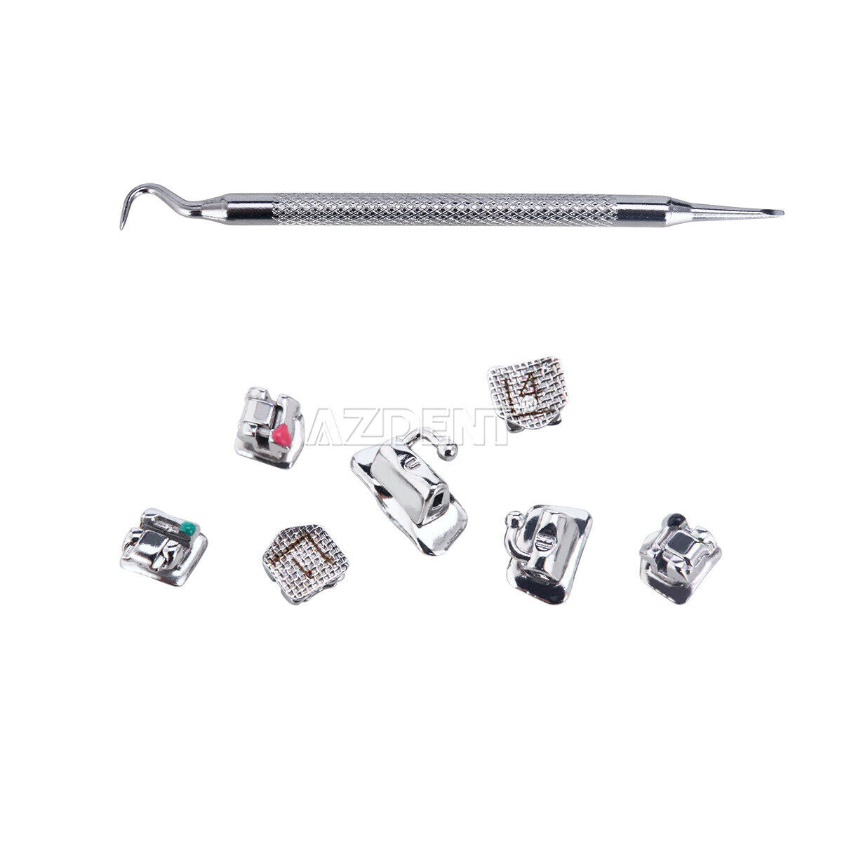 Dental Self-Ligating Brackets 8Pc Buccal Tube MBT.022 345 Movable Hook Marked