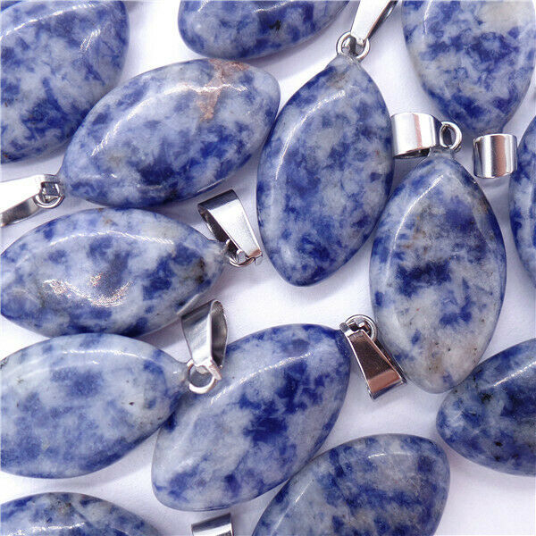 100Pcs 23x15x6mm Wholesale Natural Blue Sodalite Marquise Pendant Bead HH8187