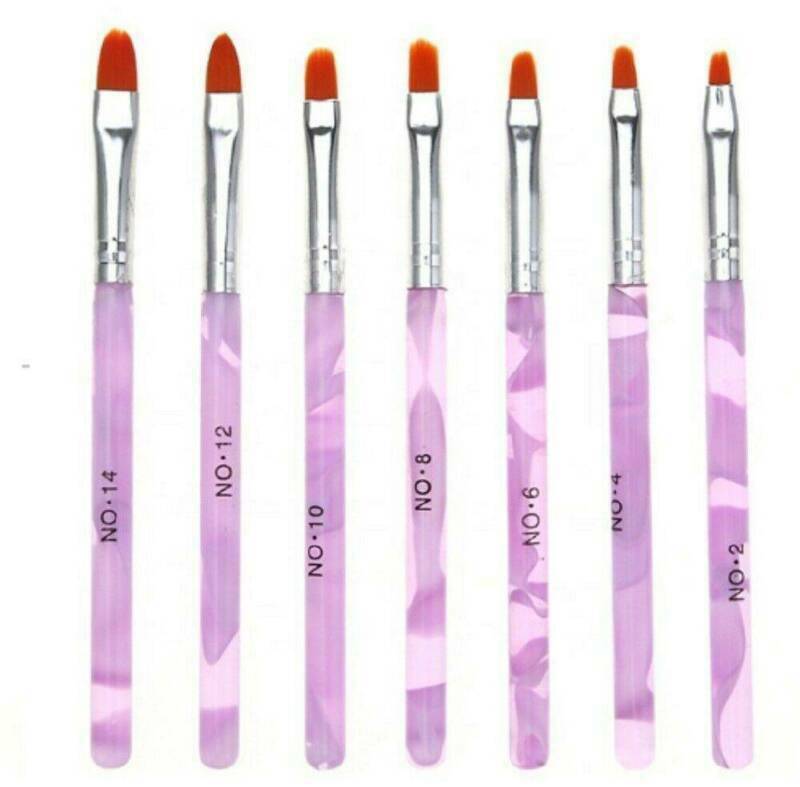 7pcs NAIL BRUSH SET Acrylic UV Builder Gel Nail Polish Art Painting #4 #6 KIT-UK