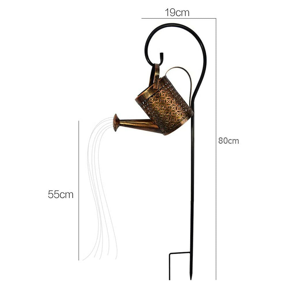 Solar Power LED Watering Can String Light Outdoor Garden Art Waterfall Decor