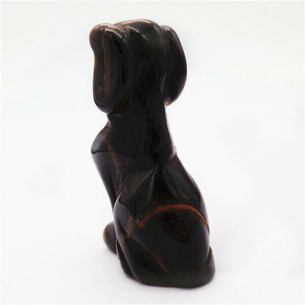50x30x18mm Natural Tiger Eye Gem Carved Dog Decoration Statue Stone Decor HH7952