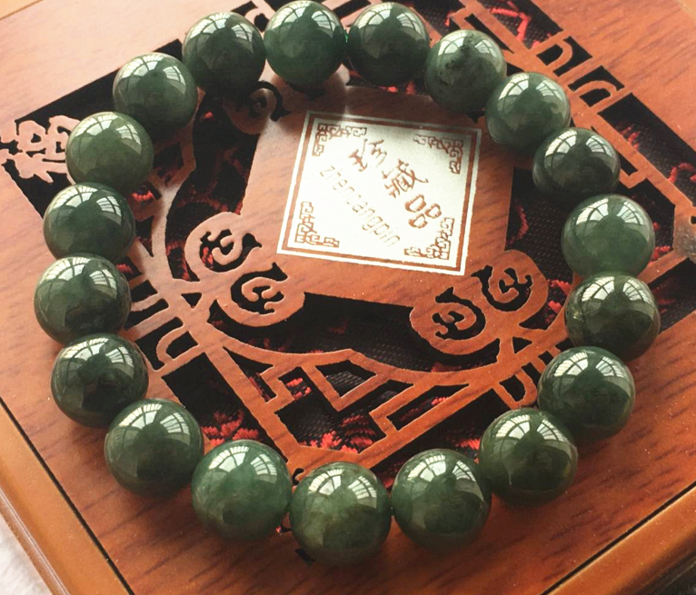 10MM Certified Untreated Green Icy Jadeite Jade Bracelet Special offer 7.5 "