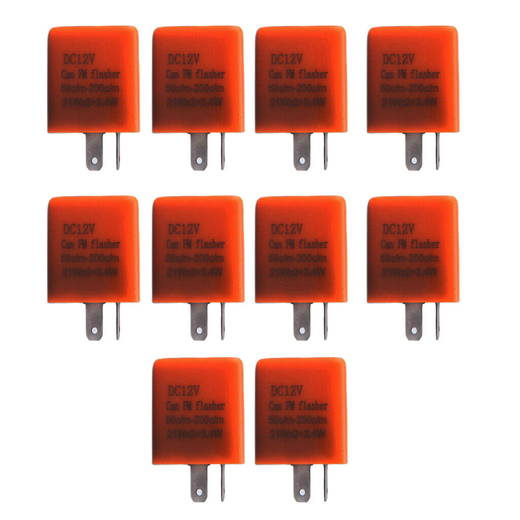 10Pieces 2Pin Adjustable LED Flasher Relay Motorcycle Universal Orange