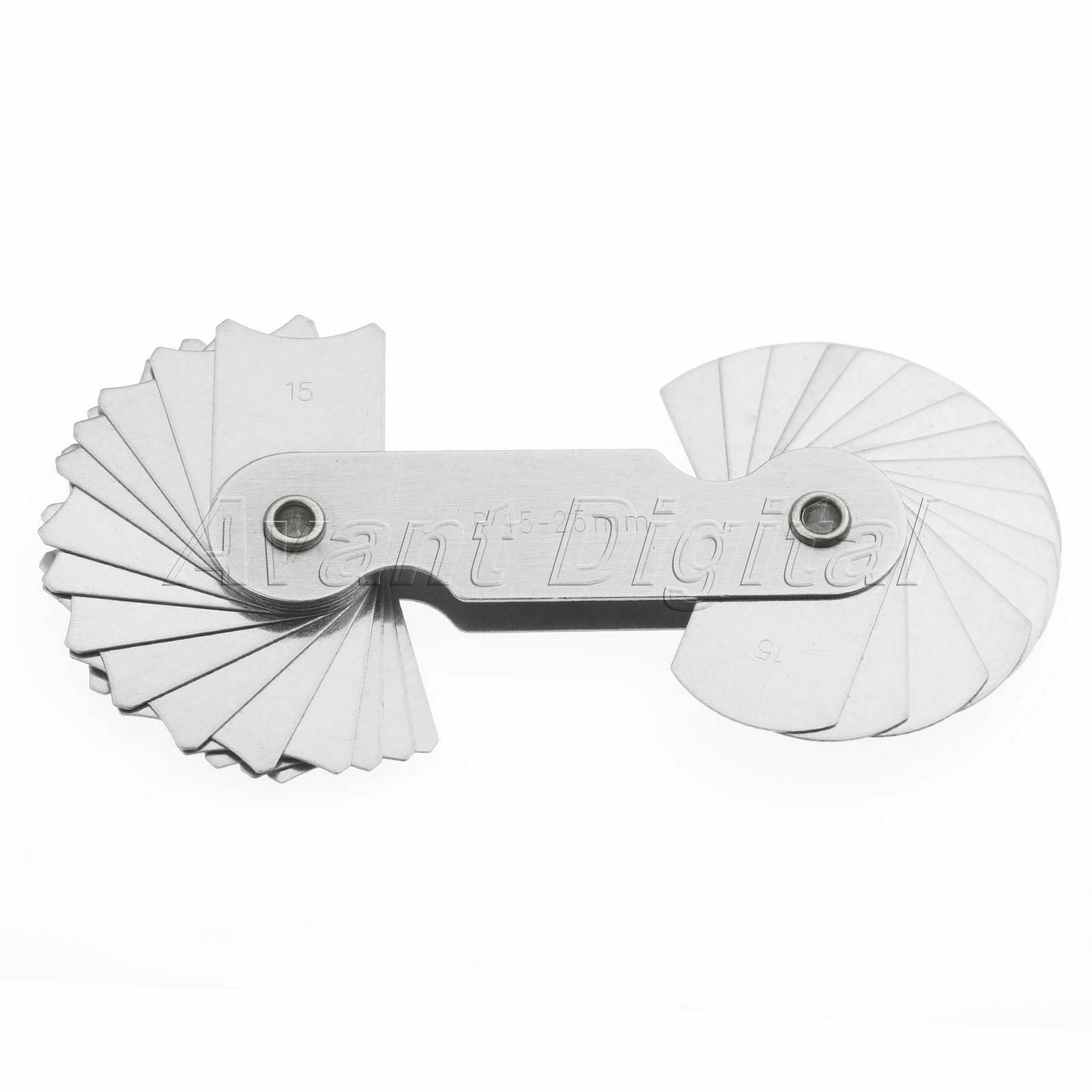 Professional Measuring Tool R15-25mm Radius Gauge Gage 32 Blades Stainless Steel