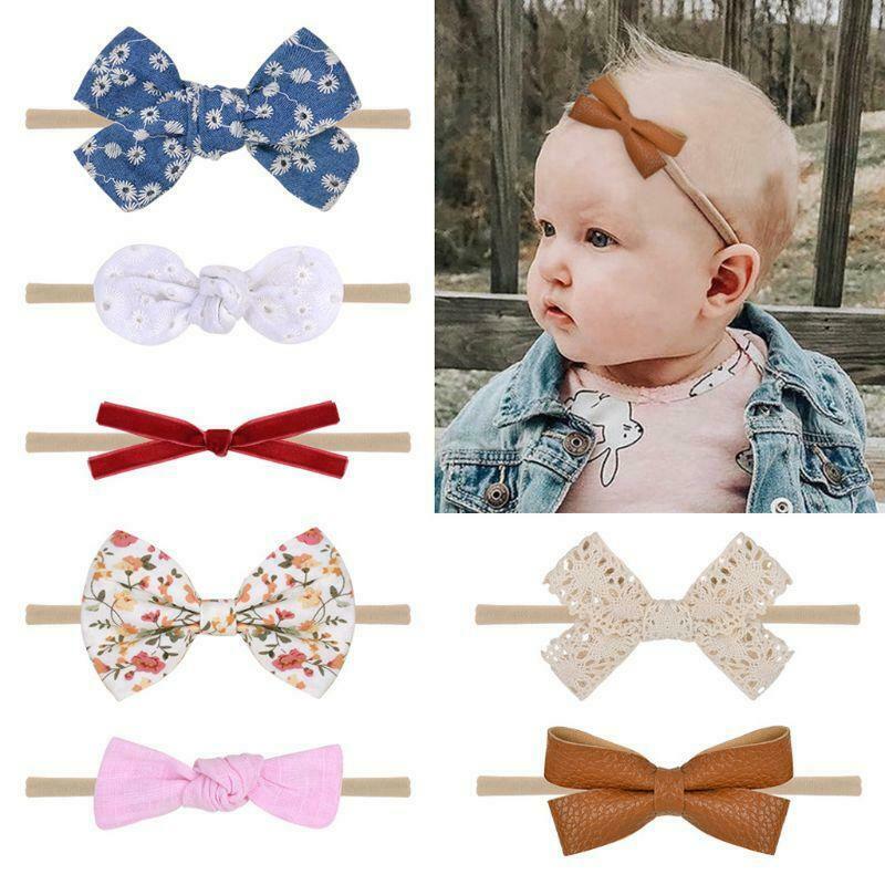 10pcs Cute Bow Baby Headband Girl Nylon Head Bands Turban Newborn Hairbands