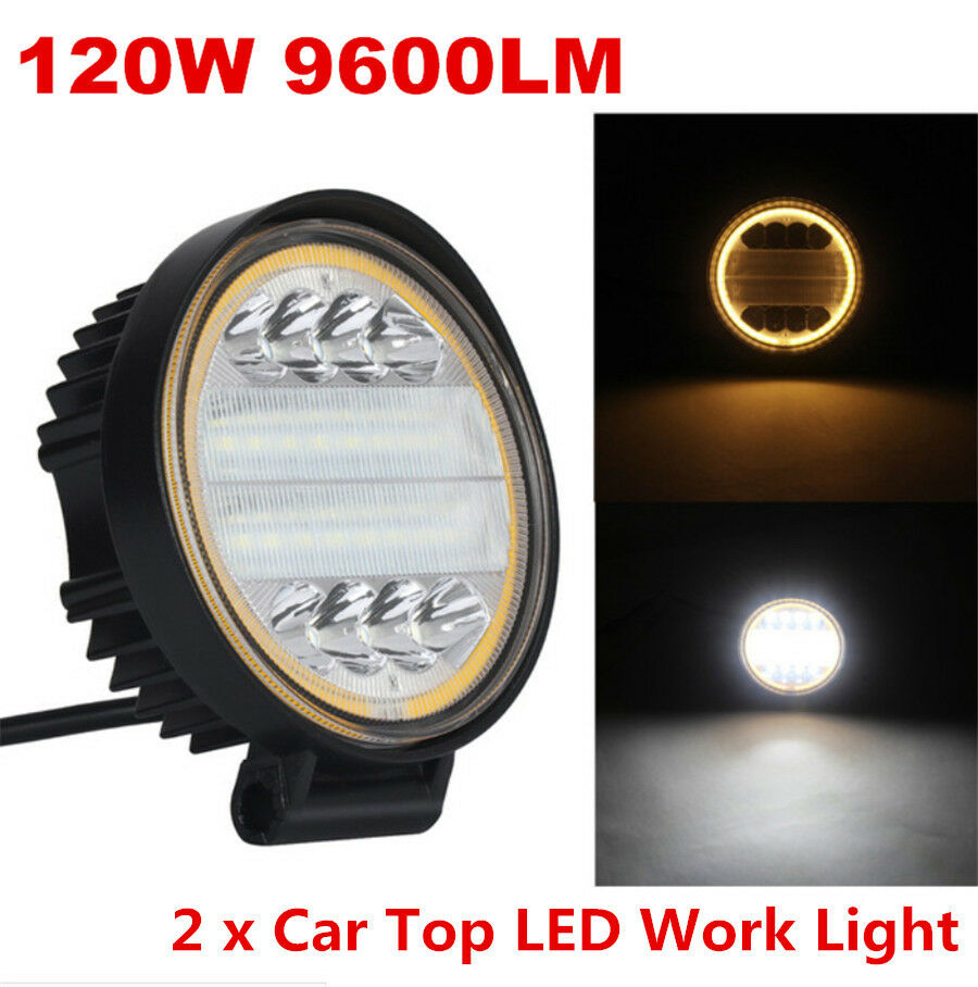 Universal 120W 9600LM LED Work Light Flood Beam Driving Fog Lamp DRL Angle Eye