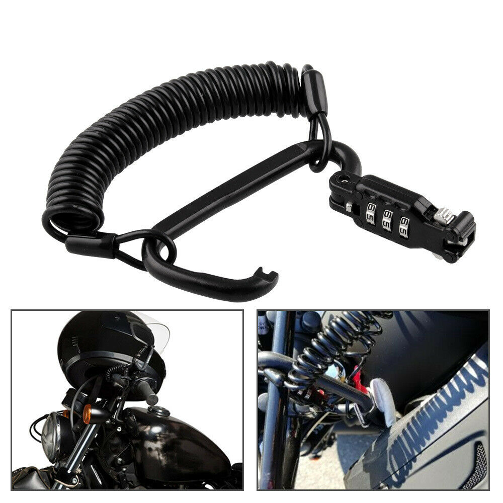 Motorcycle Helmet Lock and Cable Sleek Black Tough PIN Locking Carabiner Device