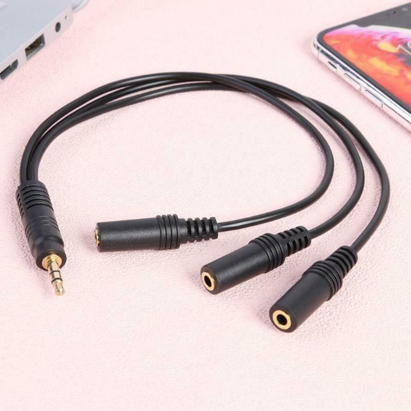 3.5mm PVC 3-Pole Plug to 3 Way Stereo Audio- Headphone Splitter Adapter Cable