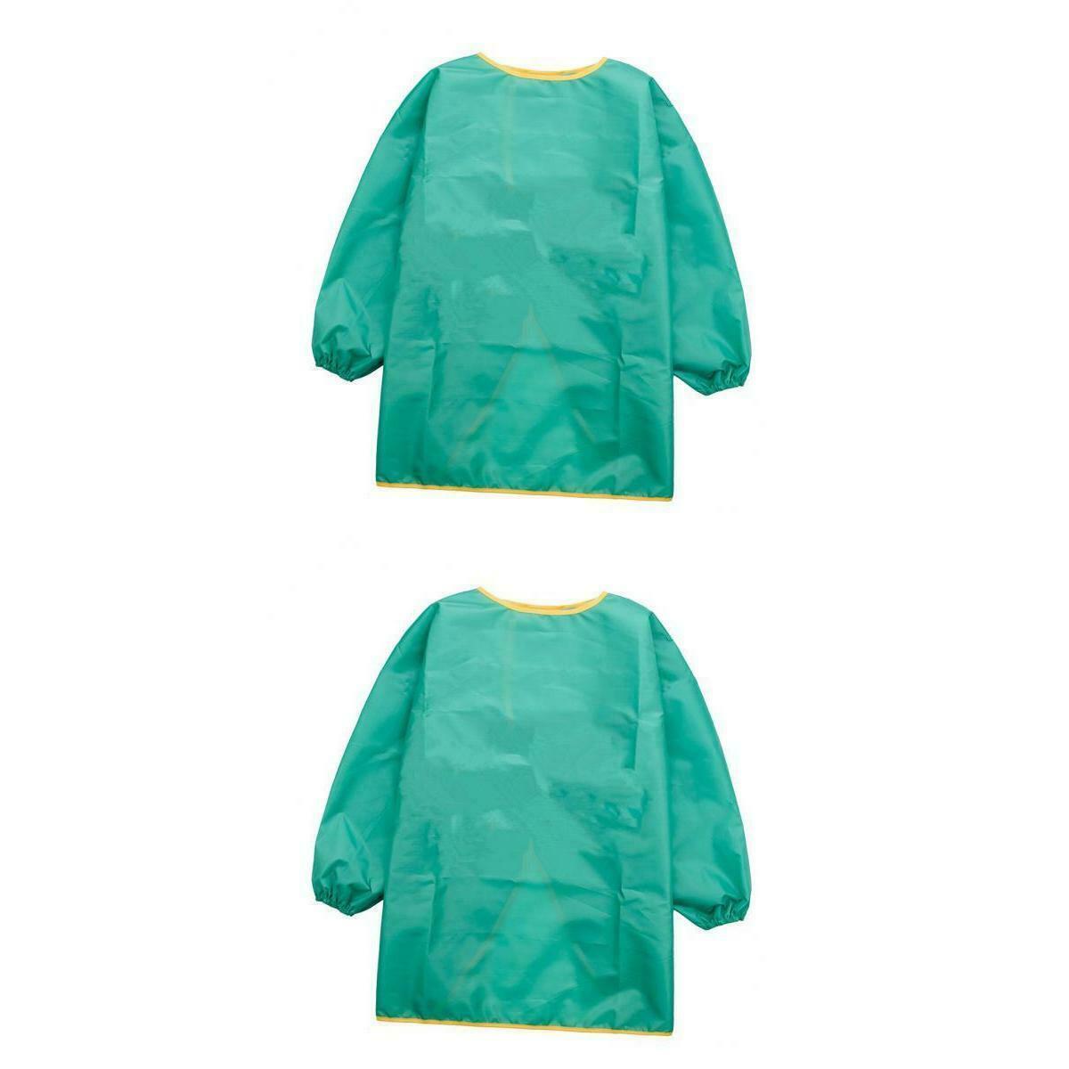 Painting Drawing Apron for Kids Waterproof Clothes with Sleeves House Green