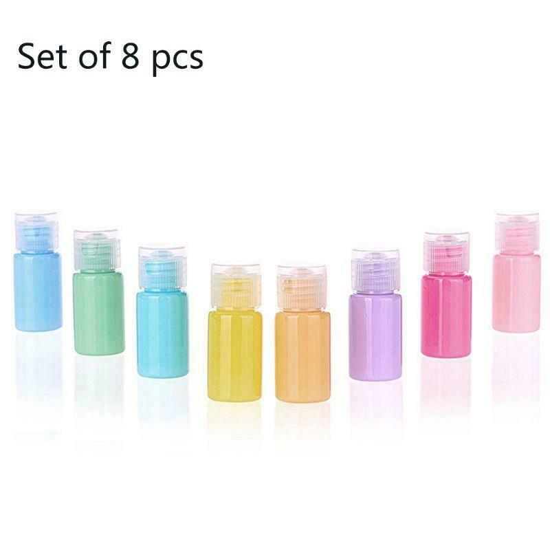 8Pcs 10ml Macaron Color Refillable Cosmetic Empty Bottles with Clear Flip Lid