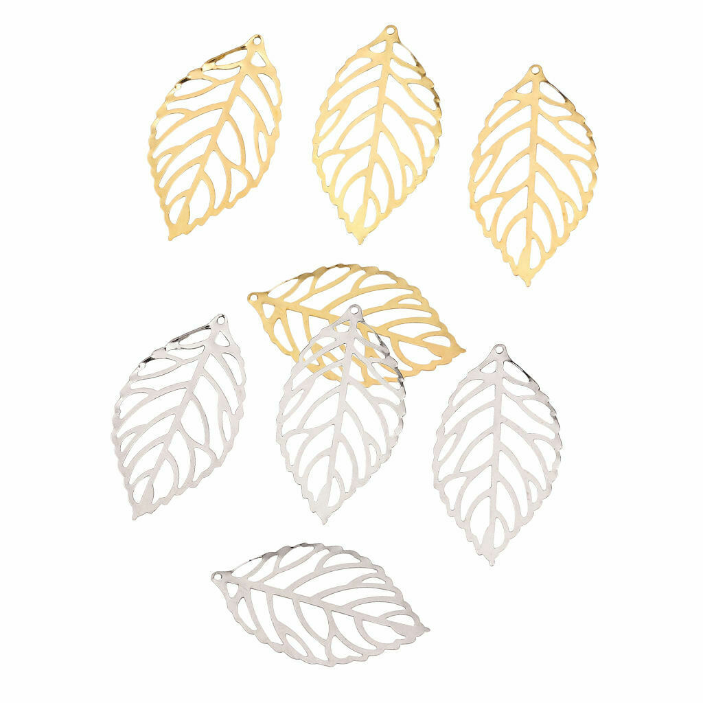 200 Pieces Hollow Filigree Charms Leaf Pendants Jewelry Findings Accessories