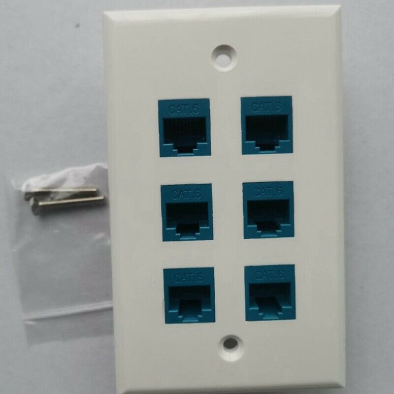 Cat 6 Ethernet Wall Plate 6 Port,Ethernet Wall Plate Female-Female Removable CD7