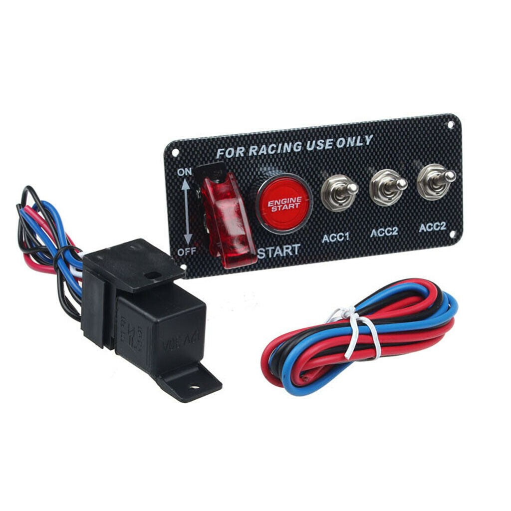 Racing Auto DC 12V Engine Start Switch Panel Engine Start Push Button Red