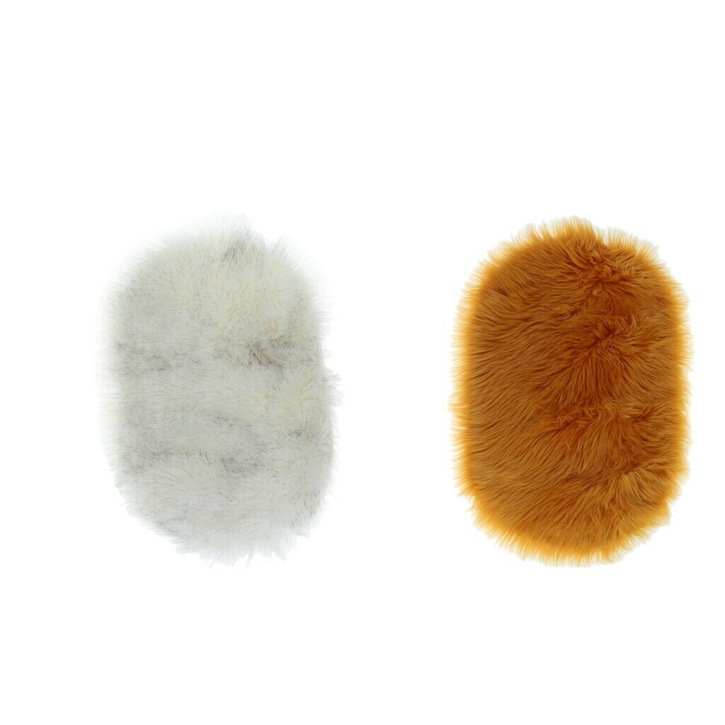 1 Pair Soft Artificial Wool Area Rugs for Bedside Floor Mat Plush Sofa Cover