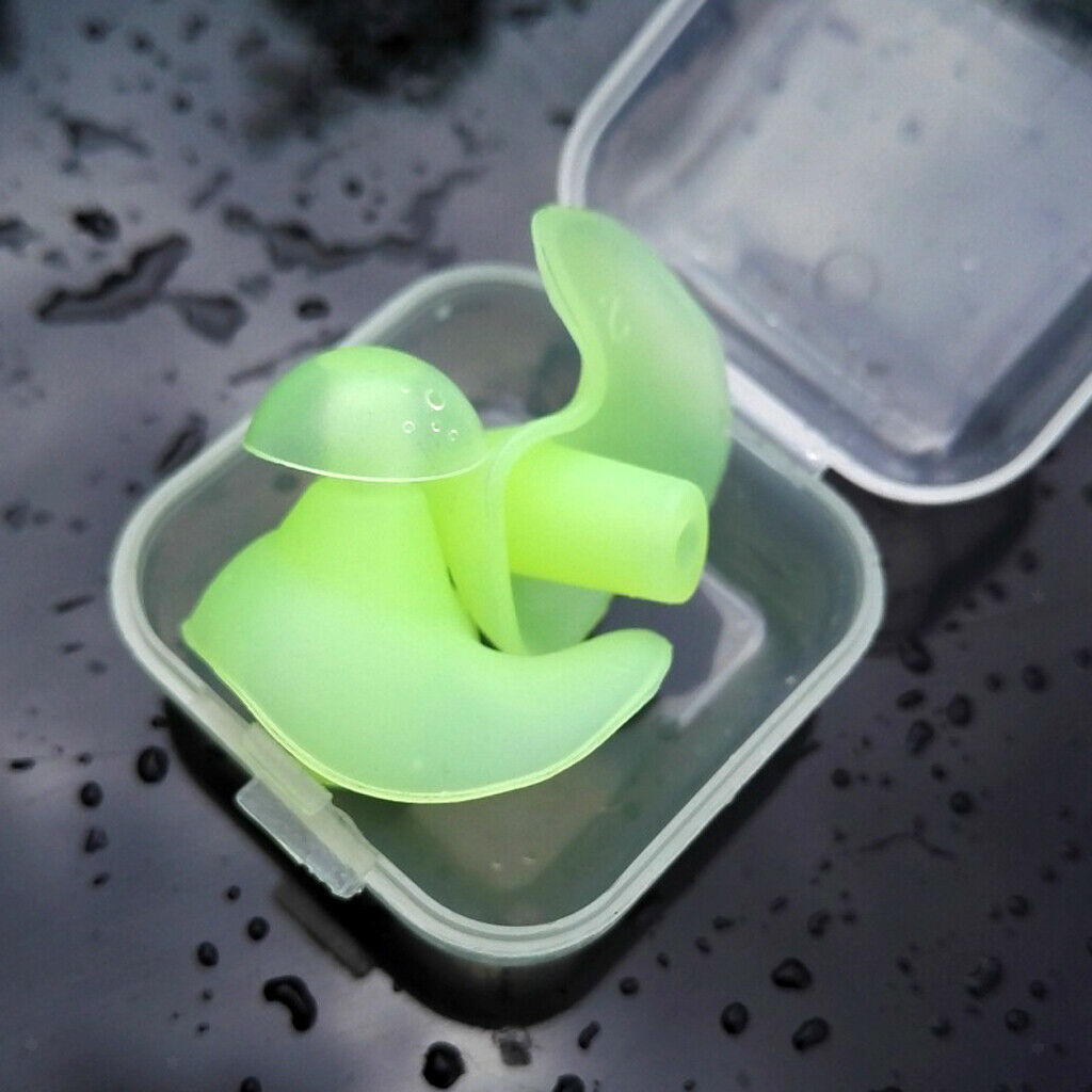 2X Swimming Ear Plug Diving Earplug Shower Noise Cancelling with Case Green