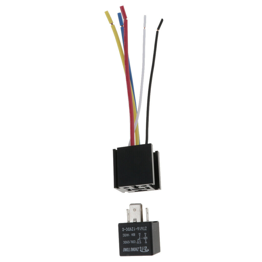 Car 80A 5 Pin Wires Relay Socket Harness Connector with  Socket