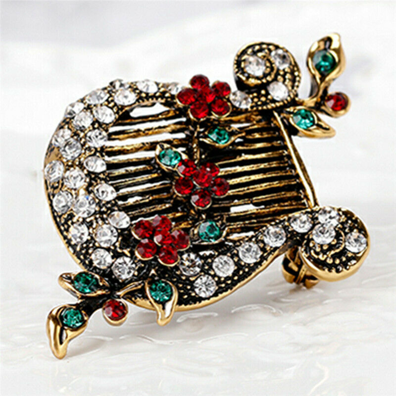 Christmas`Crystal Enamel Brooch Pin Harp Lute Collar Rhinestone Brooches`.l8