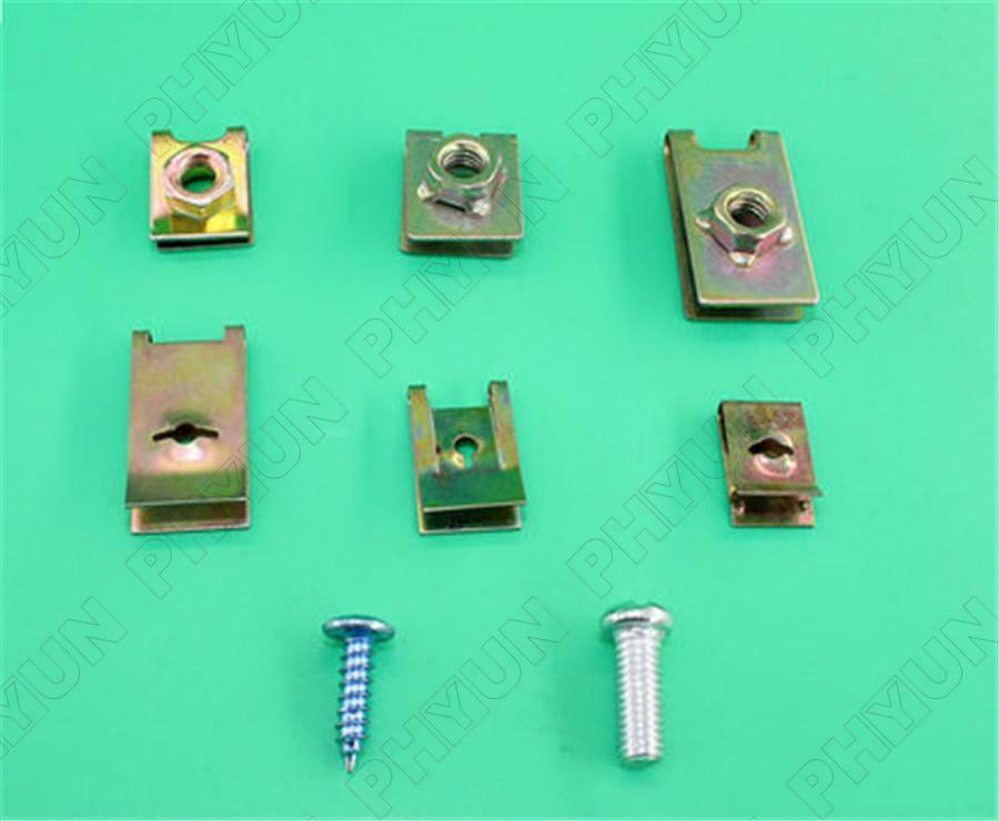 100Pcs Universal Mixed Auto Fasteners Car Panel Fender Metal Plate Clips U-Type