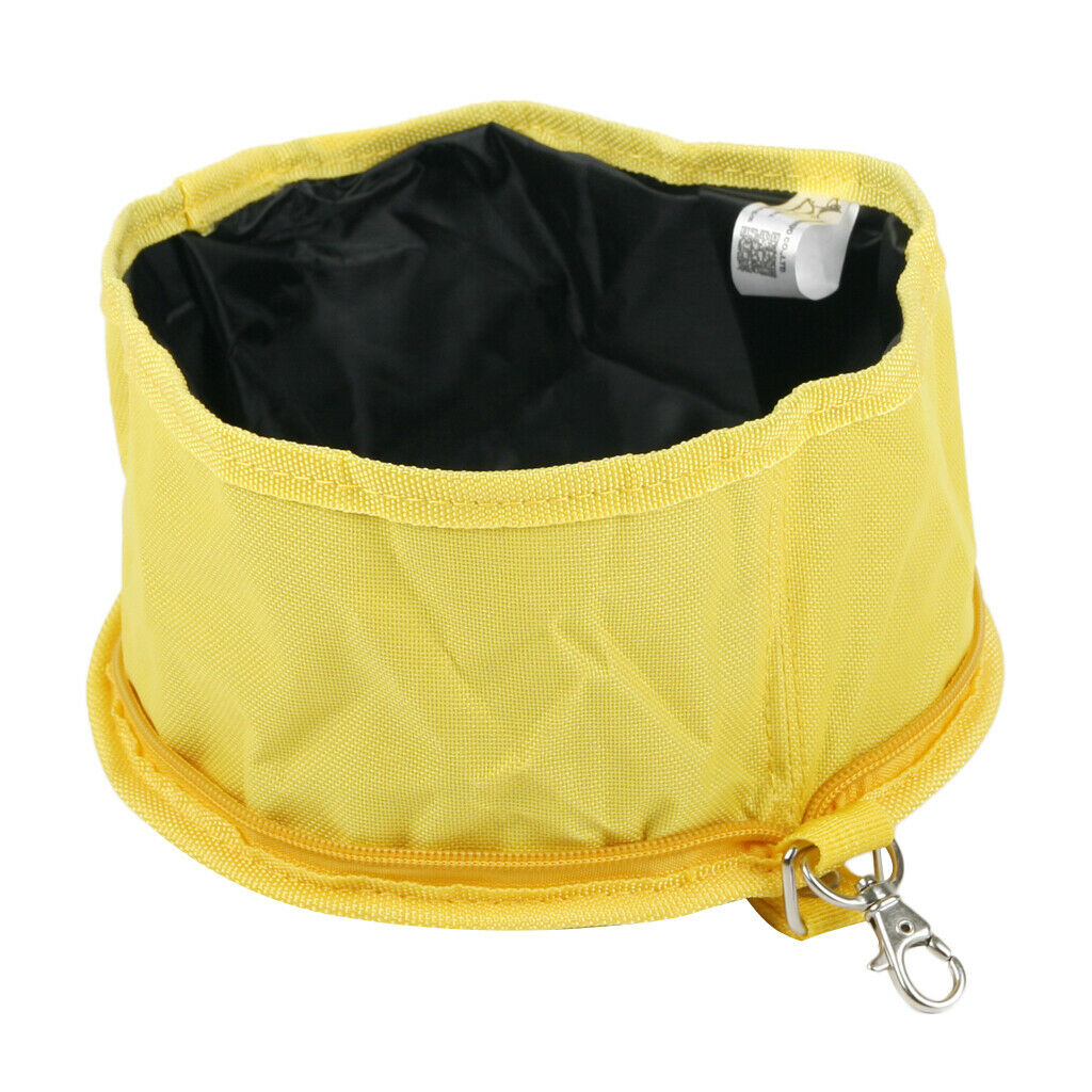 Portable Collapsible Canvas Dog Bowl for Pet Dog Cat Travel Outdoor  Yellow