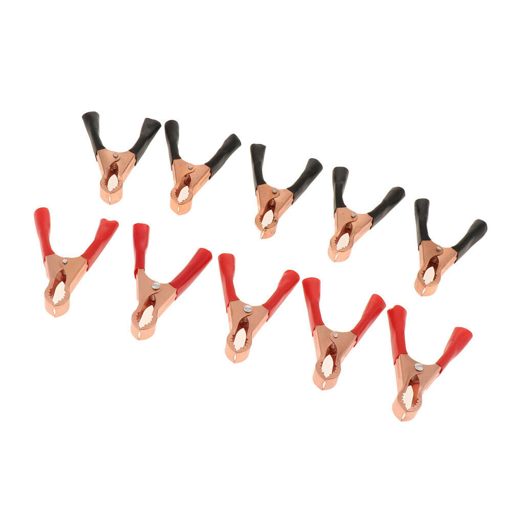 10X Red&Black Car Battery Test Lead Clips Crocodile Alligator Clamps -50A