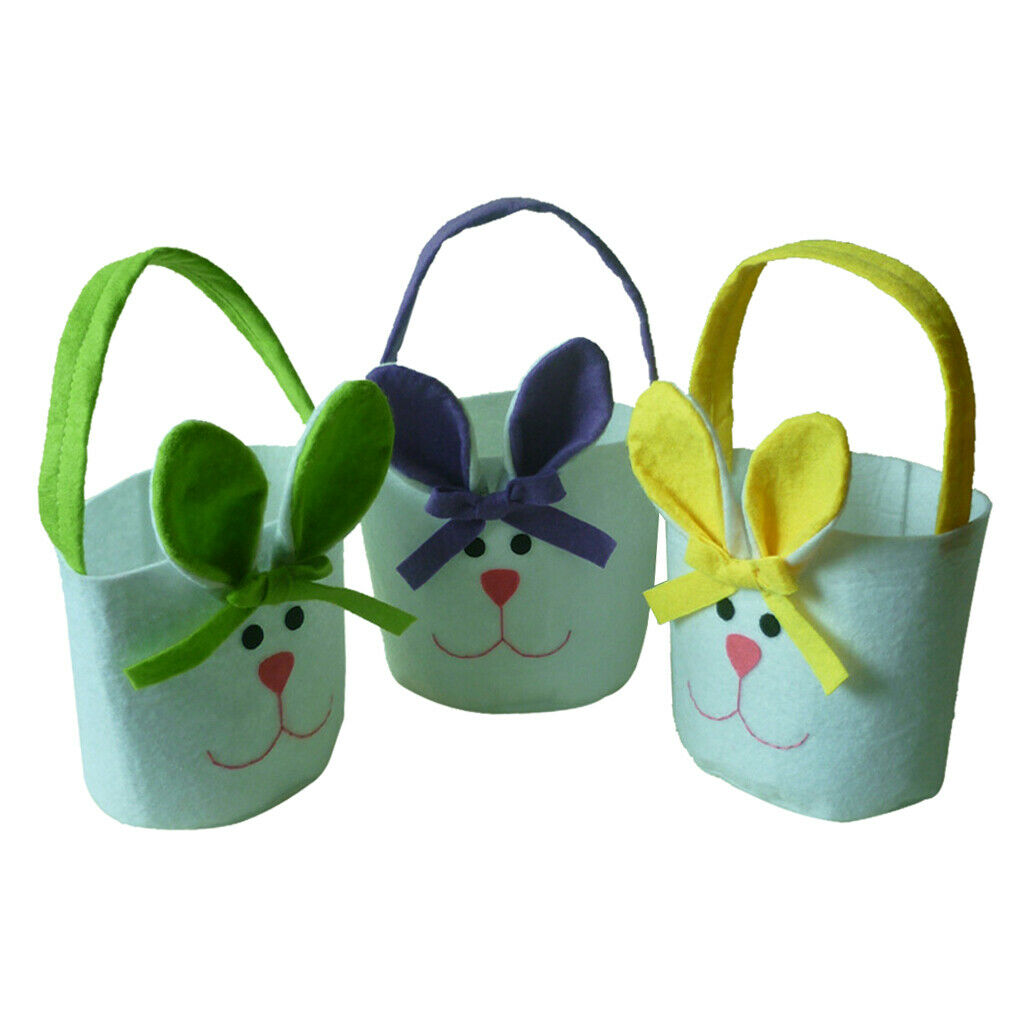 3pcs Easter Bunny Ear Bags Non-woven Fabric Rabbit Shopping Candy Bags Tote