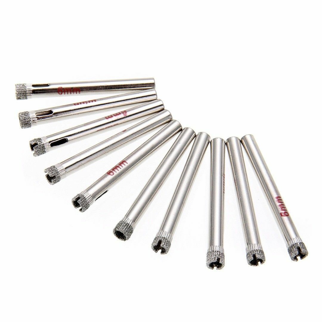 10PCS 6mm Diamond Holesaw Tile Glass Slate Porcelain Marble Drill Bits Tool