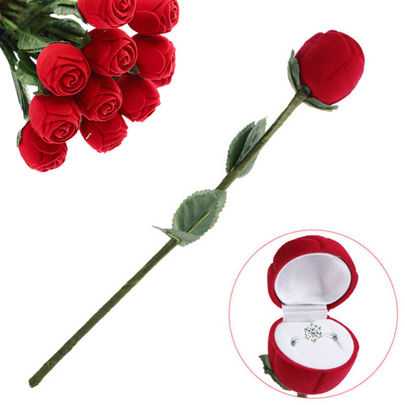 Romantic Red Rose Engagement Wedding Ring Box Earrings Jewelry Gift Box j.l8