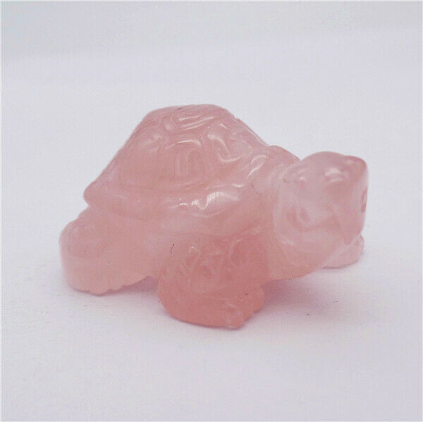 39x26x18mm Natural Rose Quartz Carved Tortoise Decoration Statue Decor HH7912