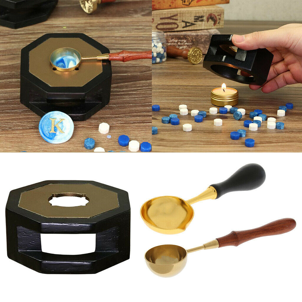 Wax Warmer Sealing Furnace Set Arts Stamp Tool Sticks Stove Pot w/ 2 Spoons
