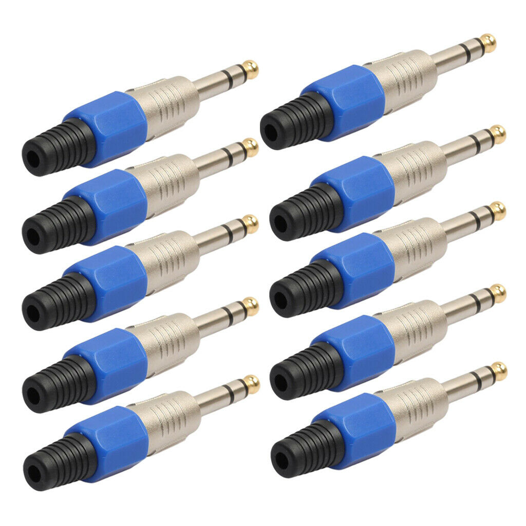 Portable 10PCS Microphone Cable 6.35mm   Stereo Adapters Connectors
