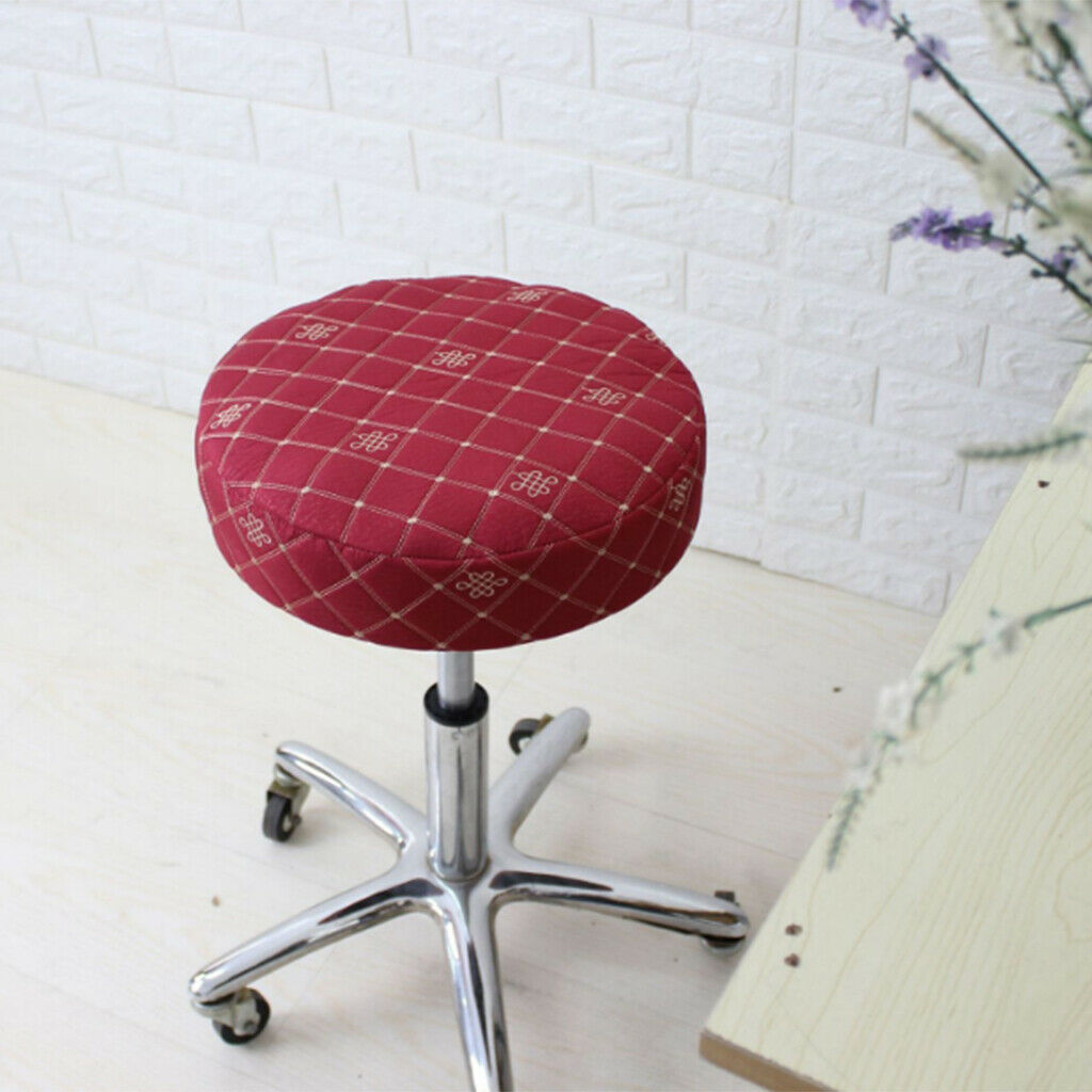 Elastic Bar Stool Covers Round Chair Seat Cover Protector Cushion Pad Red
