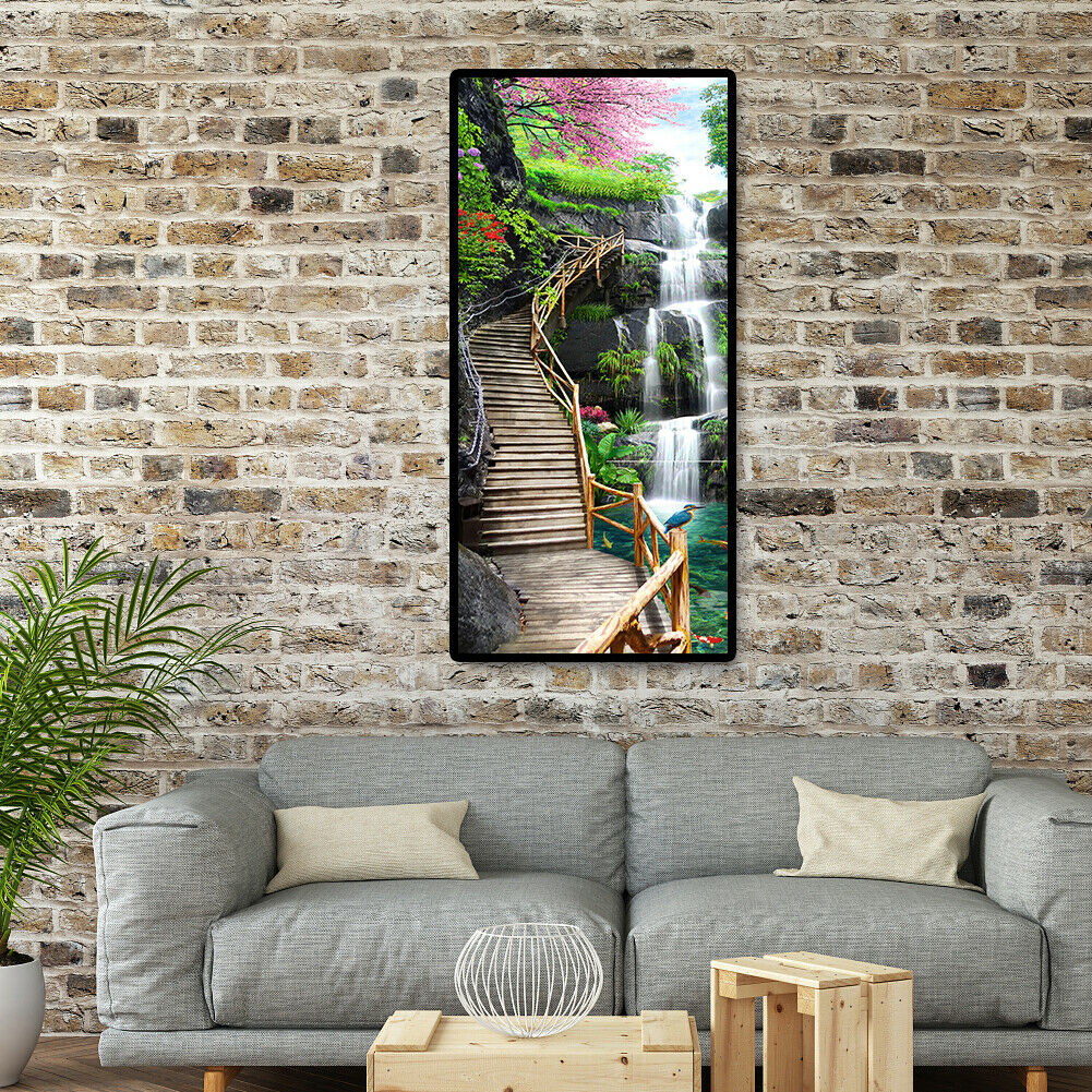 Waterfall Trestle Diamond Painting 5D DIY Full Round Drill Embroidery Craft @