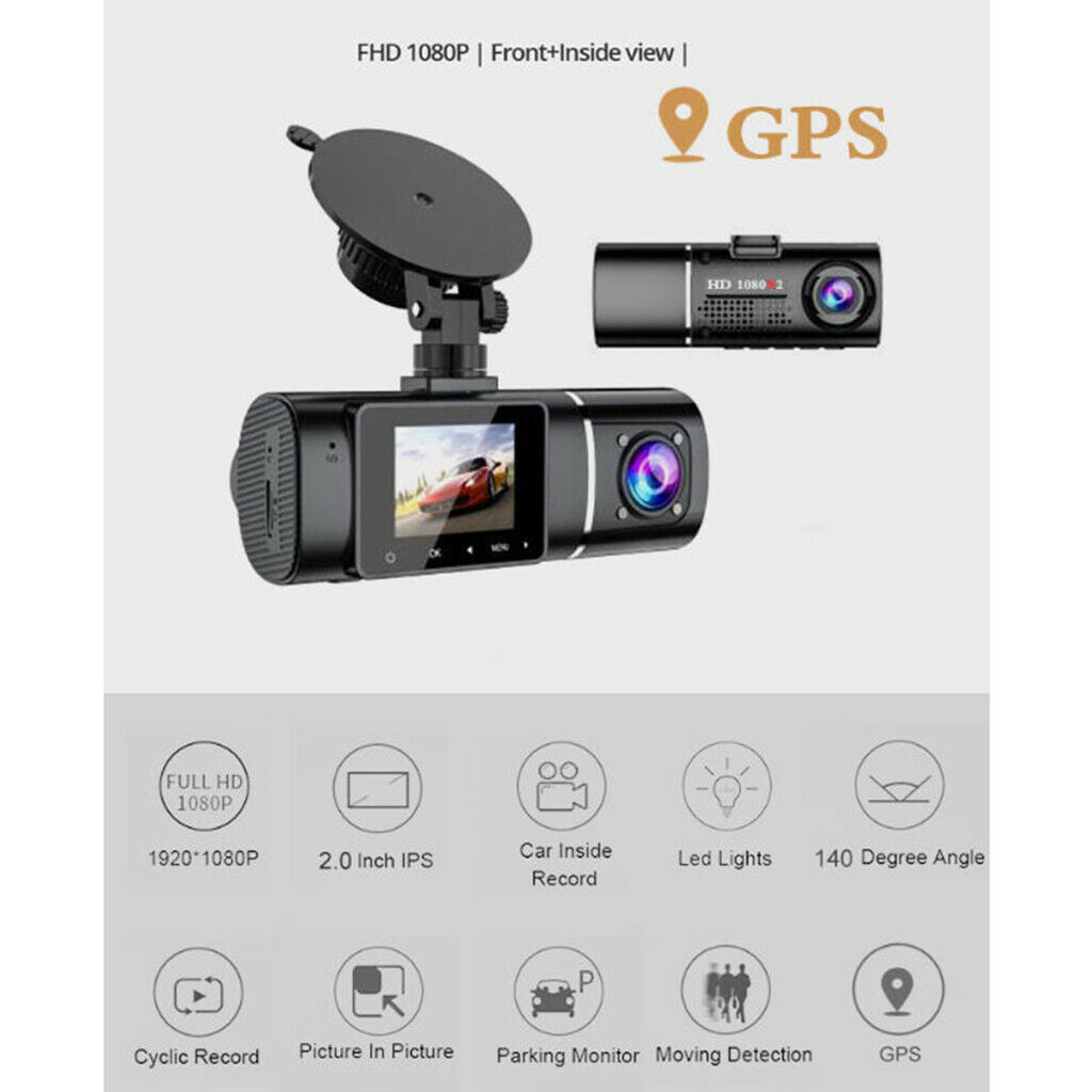 Car Hidden Dual Lens Dual   Cam 720P Inside Parking Monitor for Auto