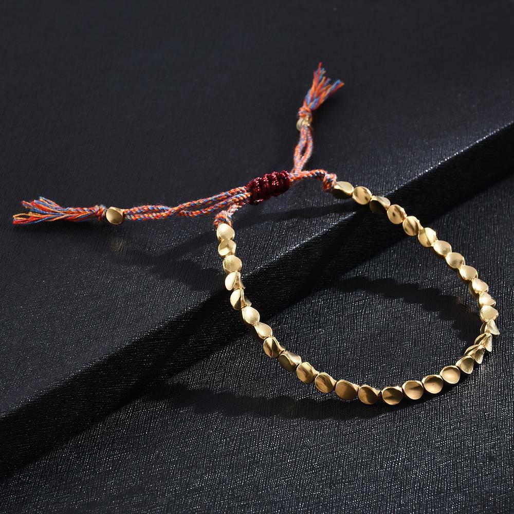 Tibetan Buddhist Braided Bangle Copper Beads Lucky Rope Bracelet Charm Jewelry