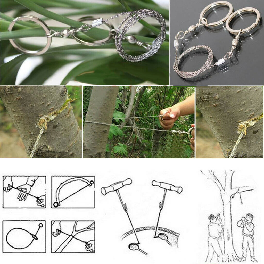 Outdoor Survival Camper Saw Pocket Stainless Steel Two Rings Wire Saw Tool