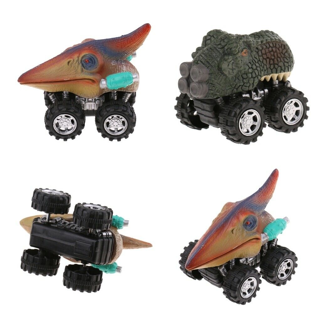 2x Dinosaurs Animal Figures Pull Back Cars Jurassic Toys Kids Birthday Gifts