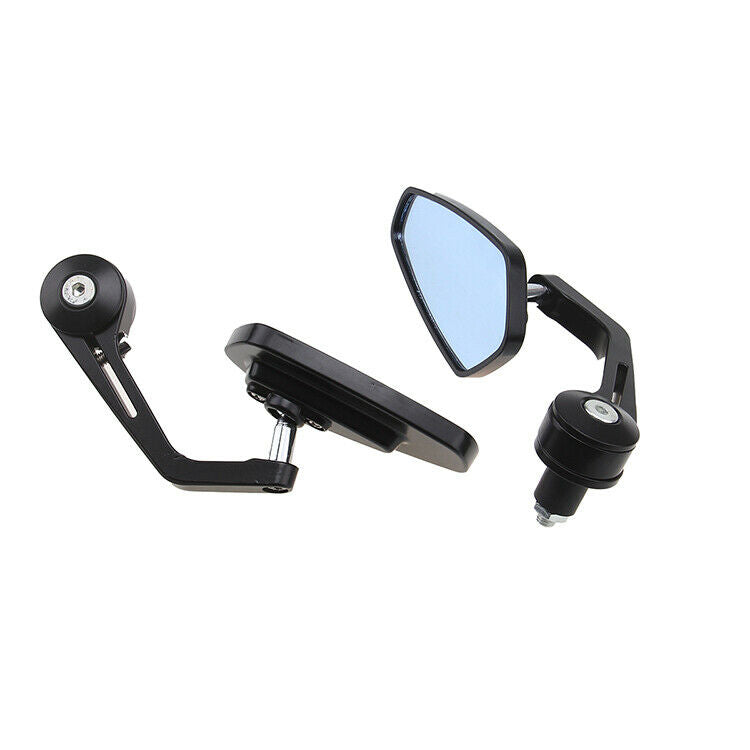 Pair 7/8" Blue Wave Black Rod Rearview Mirror Motorcycle Fit Off-Road ATV Bike