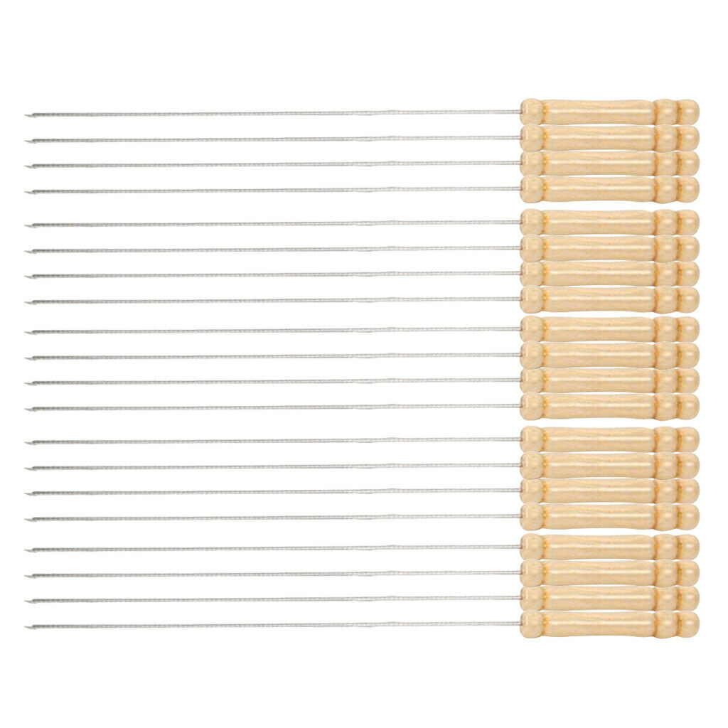 20x Stainless Steel Barbecue Skewers Wooden Handle Grill Grill