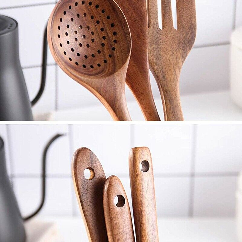 Healthy Cooking Utensils Set Wooden Cooking Tools Natural Nonstick Hard Wood SD5