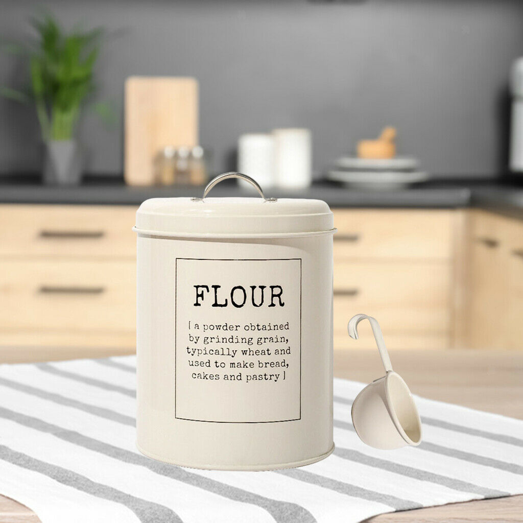 Metal Kitchen Food Flour Storage Tin Canister 5 litres Container 6.7x8 inch