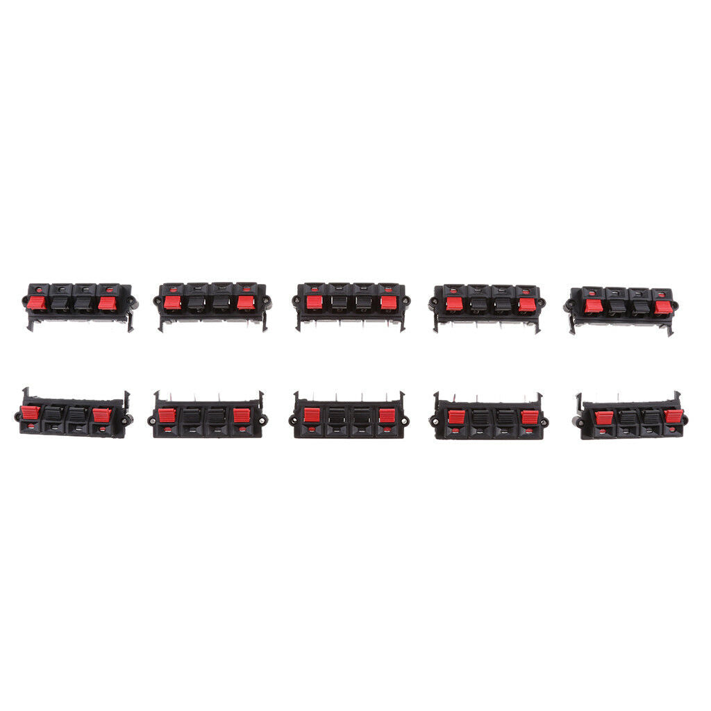10 pieces 4 Way Stereo Speaker Plate Terminal Strip Push Connector Block