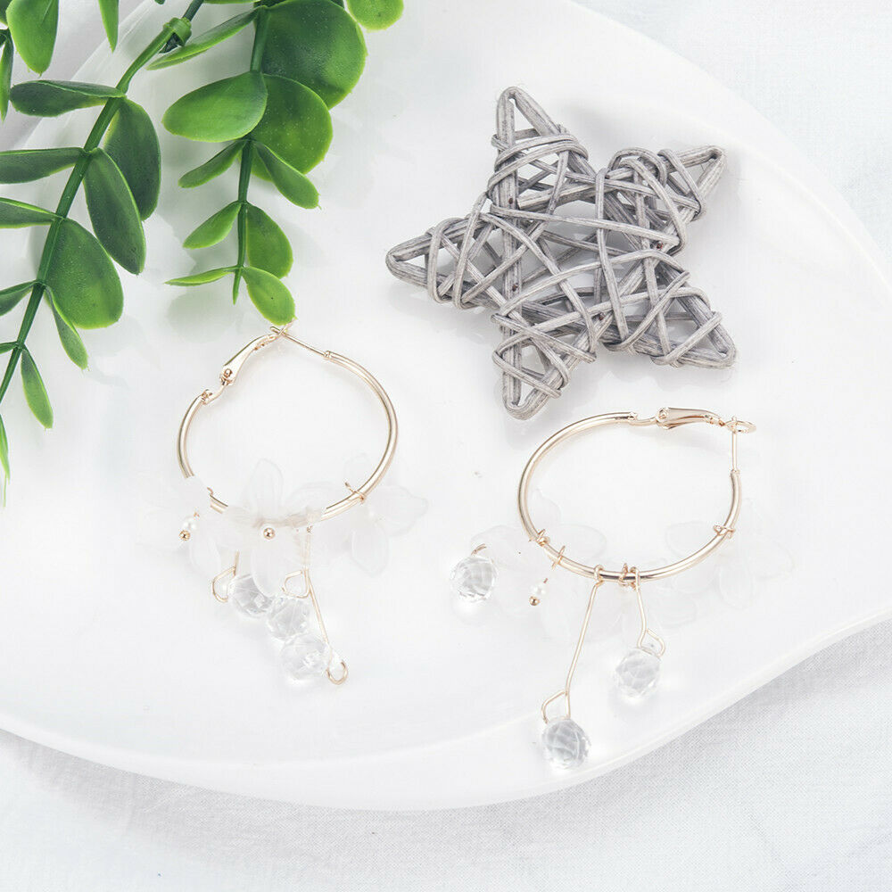 White Drop Earrings Crystal Tassel Dangle Acrylic Flower Women Jewelry Accessory
