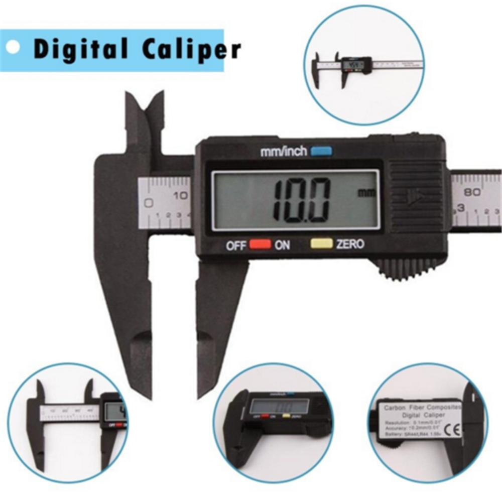 Carbon Fiber LCD Digital Gauge Vernier Caliper Electronic Micrometer 150mm 6inch