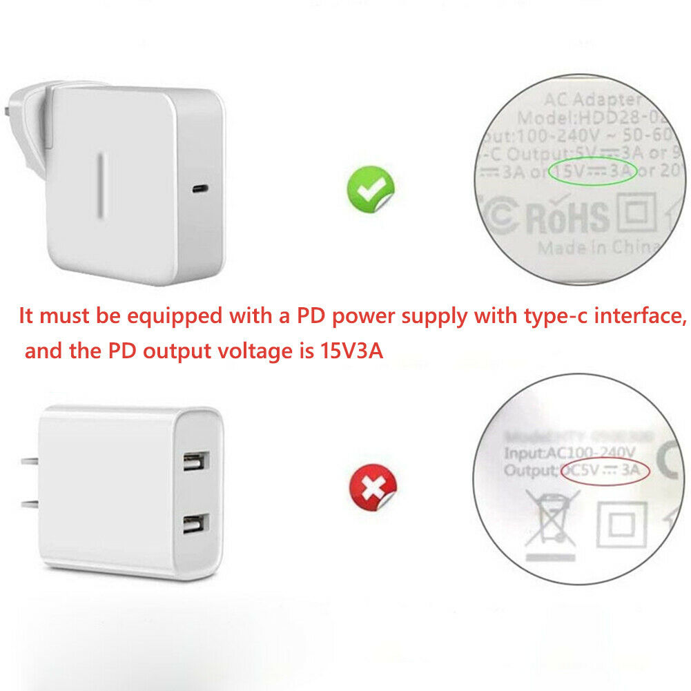 15V/3A USB Type C PD Charging Cable Adapter Converter for Surface Pro 3 4 5 6 7