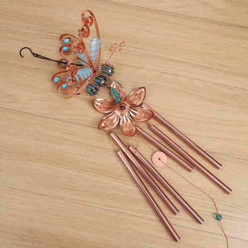 33 Inch Indoor Outdoor Metal Wind Chimes Butterfly Painted Ornaments Garden Yard