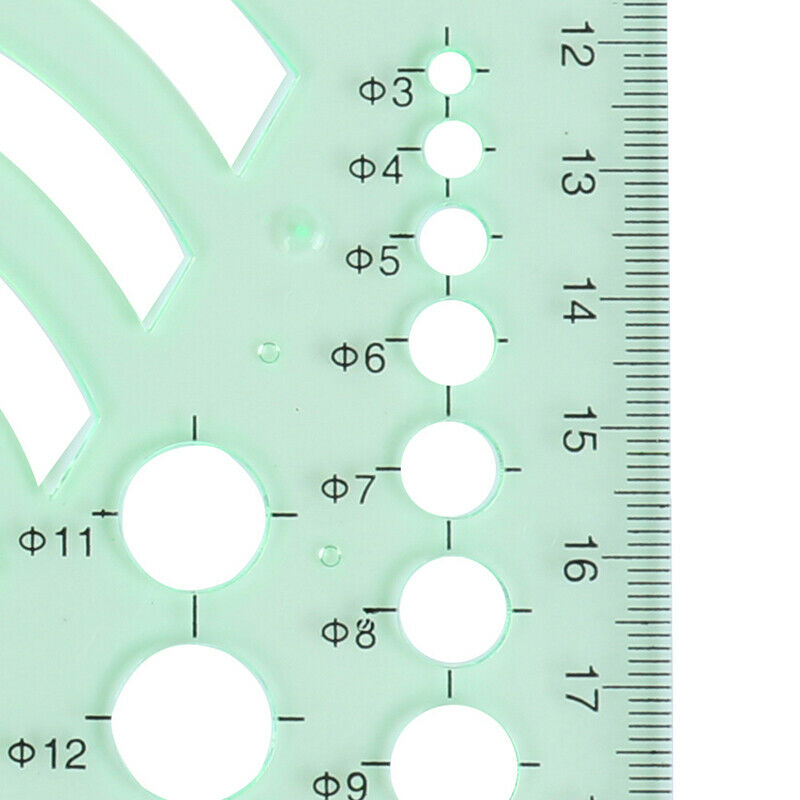 Green Plastic Students Rectangle Shape Drawing Circle Template Geometric R.l8